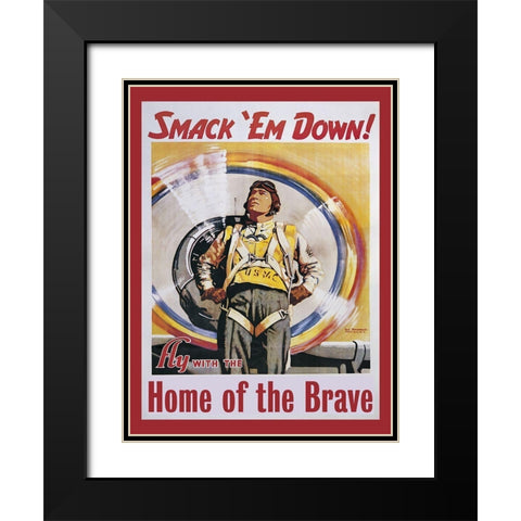 Smackdown Marines Black Modern Wood Framed Art Print with Double Matting by Vintage Apple Collection