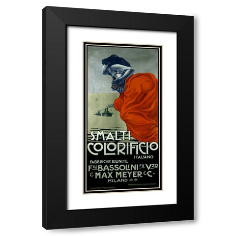 Smalti Black Modern Wood Framed Art Print with Double Matting by Vintage Apple Collection