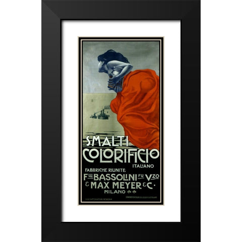 Smalti Black Modern Wood Framed Art Print with Double Matting by Vintage Apple Collection
