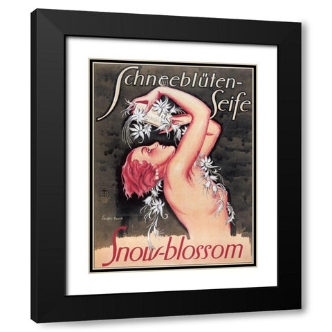 Snowblossom Soap Austria Black Modern Wood Framed Art Print with Double Matting by Vintage Apple Collection
