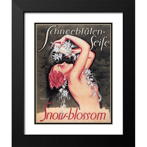 Snowblossom Soap Austria Black Modern Wood Framed Art Print with Double Matting by Vintage Apple Collection