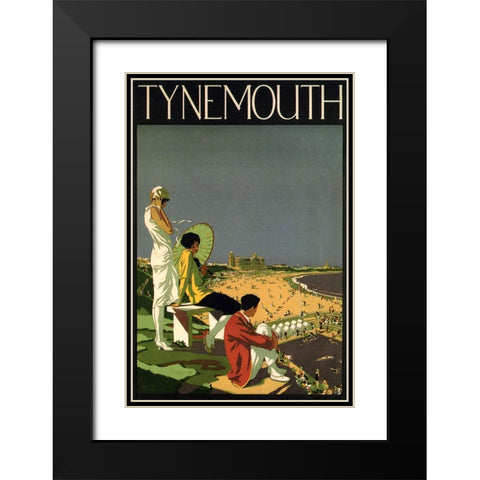 Tynemouth Britain Black Modern Wood Framed Art Print with Double Matting by Vintage Apple Collection