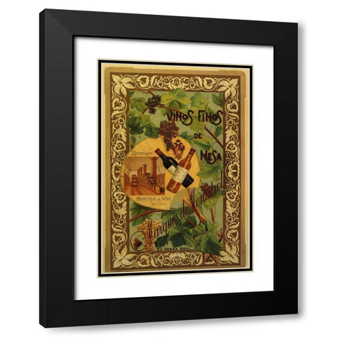 Vinos Finos Black Modern Wood Framed Art Print with Double Matting by Vintage Apple Collection
