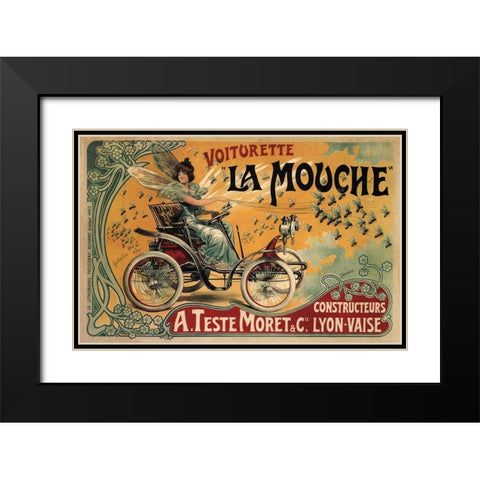 Voiturette La Mouche France1900 Black Modern Wood Framed Art Print with Double Matting by Vintage Apple Collection