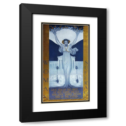 Womansuffrage Black Modern Wood Framed Art Print with Double Matting by Vintage Apple Collection