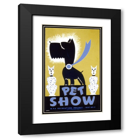 Wpa Poster Petshow Scottie Black Modern Wood Framed Art Print with Double Matting by Vintage Apple Collection