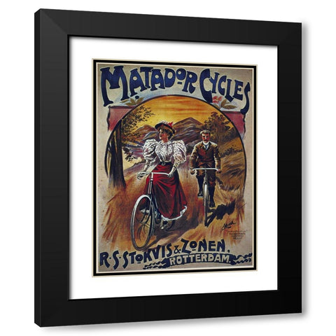 Bike 41 Black Modern Wood Framed Art Print with Double Matting by Vintage Apple Collection