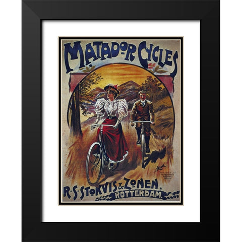 Bike 41 Black Modern Wood Framed Art Print with Double Matting by Vintage Apple Collection