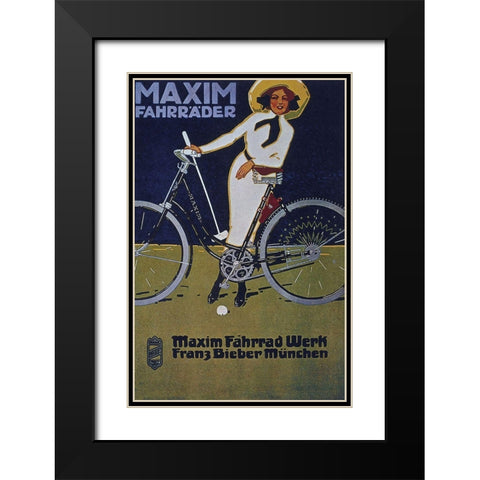Bike 43 Black Modern Wood Framed Art Print with Double Matting by Vintage Apple Collection