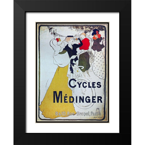 Bike 45 Black Modern Wood Framed Art Print with Double Matting by Vintage Apple Collection