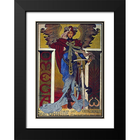 Bike 52 Black Modern Wood Framed Art Print with Double Matting by Vintage Apple Collection