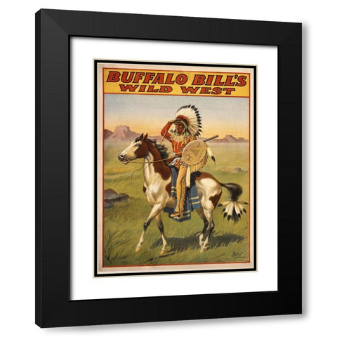 Buffalo Bills Wild West IV Black Modern Wood Framed Art Print with Double Matting by Vintage Apple Collection