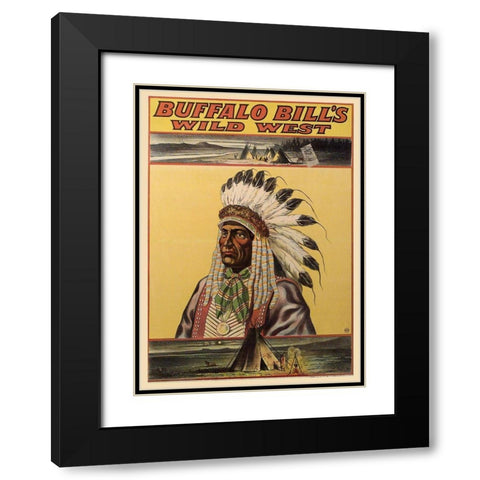 Buffalo Bills Wild West V Black Modern Wood Framed Art Print with Double Matting by Vintage Apple Collection