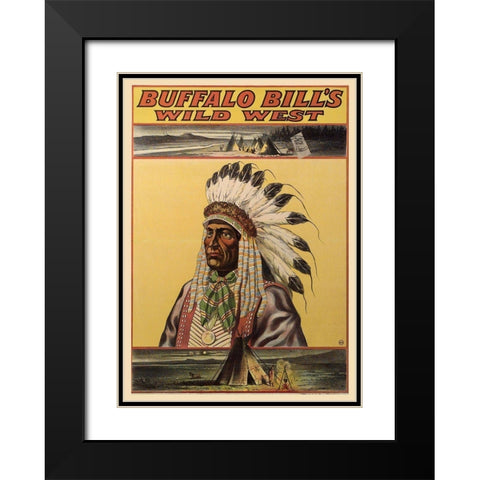 Buffalo Bills Wild West V Black Modern Wood Framed Art Print with Double Matting by Vintage Apple Collection