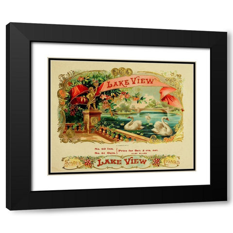 Lakeview Black Modern Wood Framed Art Print with Double Matting by Vintage Apple Collection