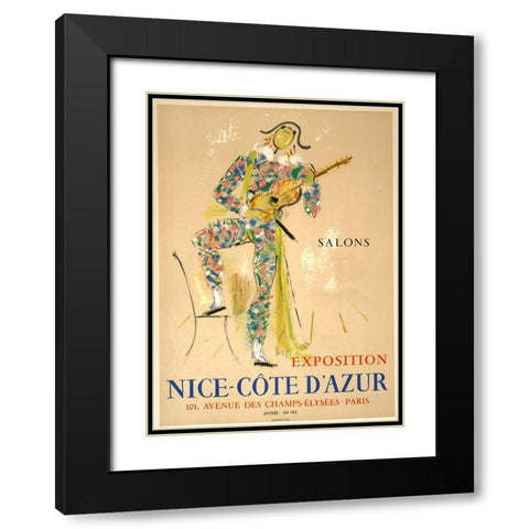 Nice Cote D Azur Black Modern Wood Framed Art Print with Double Matting by Vintage Apple Collection