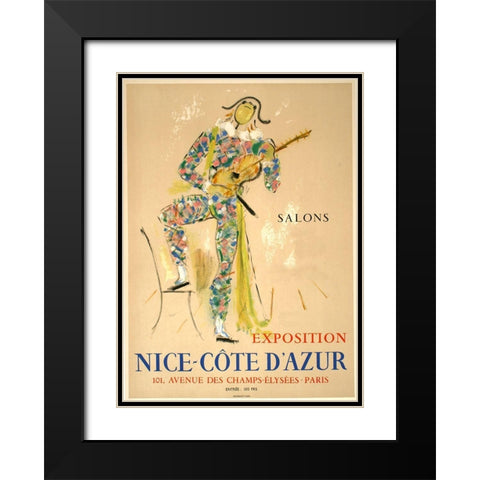 Nice Cote D Azur Black Modern Wood Framed Art Print with Double Matting by Vintage Apple Collection