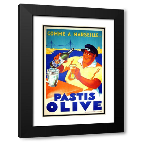 Pastis Olive Black Modern Wood Framed Art Print with Double Matting by Vintage Apple Collection