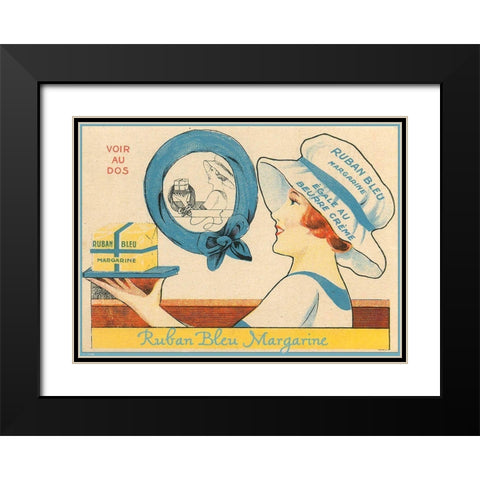 Ruban Bleu Margarine Black Modern Wood Framed Art Print with Double Matting by Vintage Apple Collection