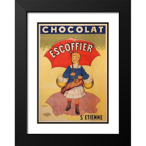 St Etienne Chocolat Black Modern Wood Framed Art Print with Double Matting by Vintage Apple Collection