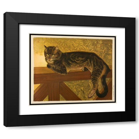 Steinlen Cat Black Modern Wood Framed Art Print with Double Matting by Vintage Apple Collection