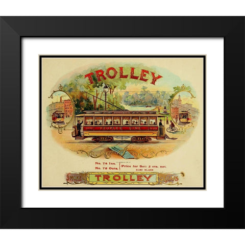 Trolley Cigars Black Modern Wood Framed Art Print with Double Matting by Vintage Apple Collection