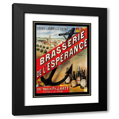 Brasserie de Esperance Black Modern Wood Framed Art Print with Double Matting by Vintage Apple Collection