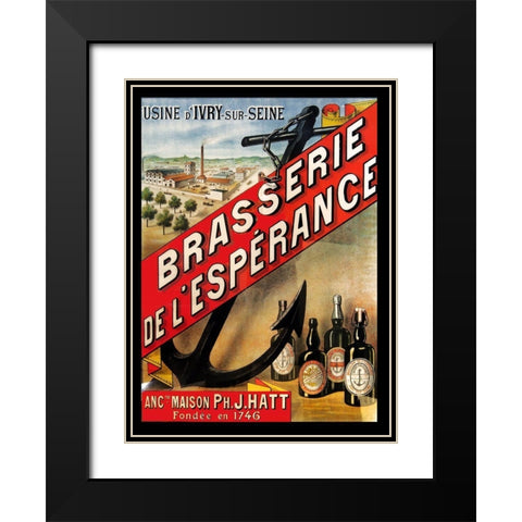 Brasserie de Esperance Black Modern Wood Framed Art Print with Double Matting by Vintage Apple Collection