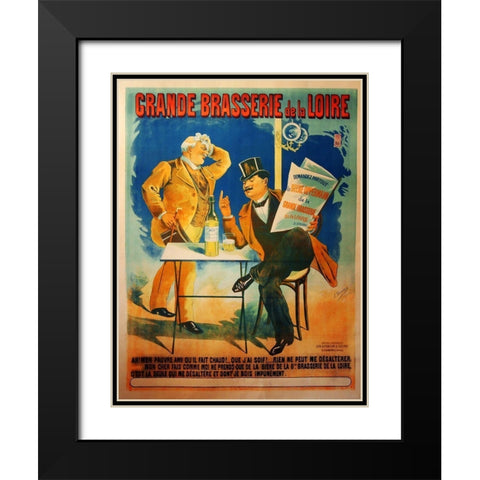 Grande Brasserie de La Loire Black Modern Wood Framed Art Print with Double Matting by Vintage Apple Collection