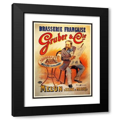 Gruber Biere Black Modern Wood Framed Art Print with Double Matting by Vintage Apple Collection