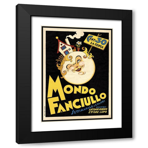 Mondo Fanciullo Black Modern Wood Framed Art Print with Double Matting by Vintage Apple Collection