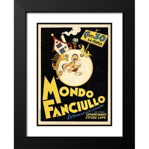 Mondo Fanciullo Black Modern Wood Framed Art Print with Double Matting by Vintage Apple Collection