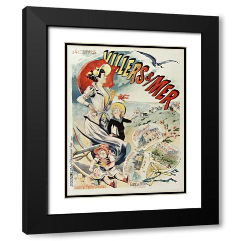Villers Mer Black Modern Wood Framed Art Print with Double Matting by Vintage Apple Collection