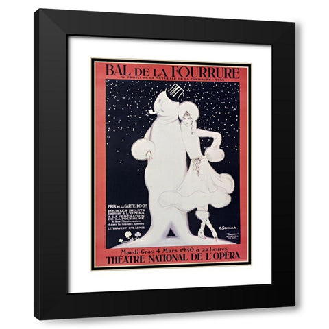 Bal de La Fourrure Black Modern Wood Framed Art Print with Double Matting by Vintage Apple Collection
