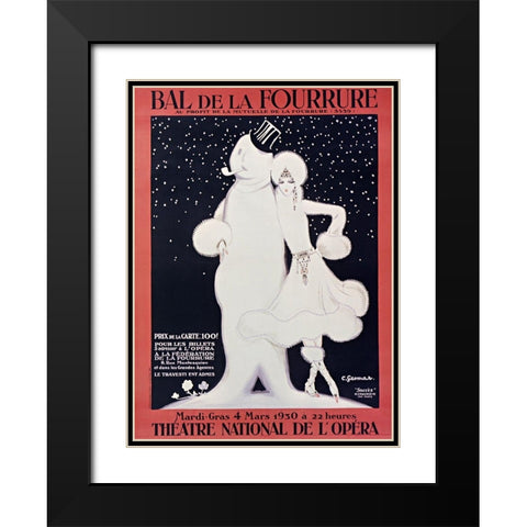 Bal de La Fourrure Black Modern Wood Framed Art Print with Double Matting by Vintage Apple Collection