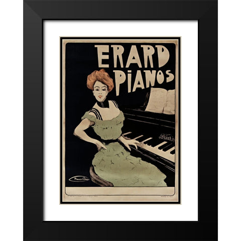 Erard Pianos Black Modern Wood Framed Art Print with Double Matting by Vintage Apple Collection