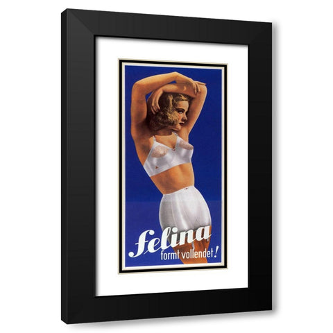 Felina Black Modern Wood Framed Art Print with Double Matting by Vintage Apple Collection