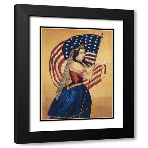 Flag Black Modern Wood Framed Art Print with Double Matting by Vintage Apple Collection