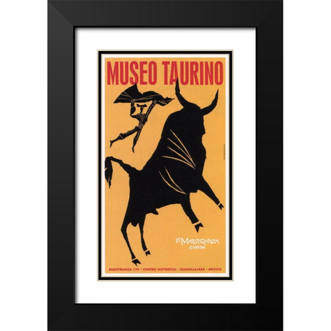 Museo Bull Black Modern Wood Framed Art Print with Double Matting by Vintage Apple Collection