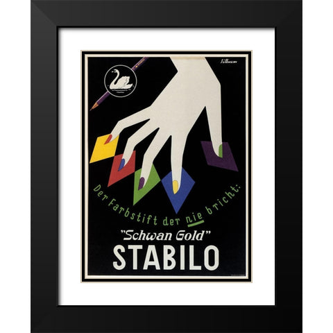 Stabilo Black Modern Wood Framed Art Print with Double Matting by Vintage Apple Collection