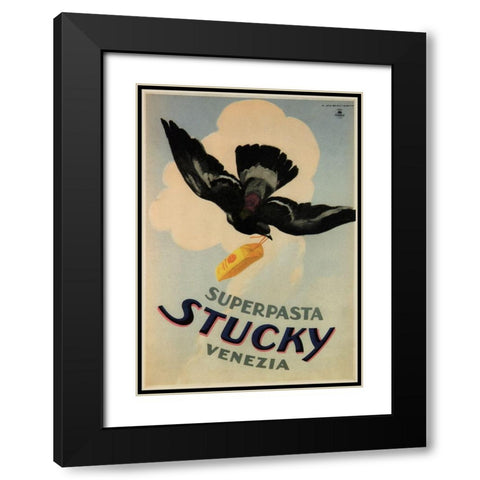 Stucky Pasta Black Modern Wood Framed Art Print with Double Matting by Vintage Apple Collection