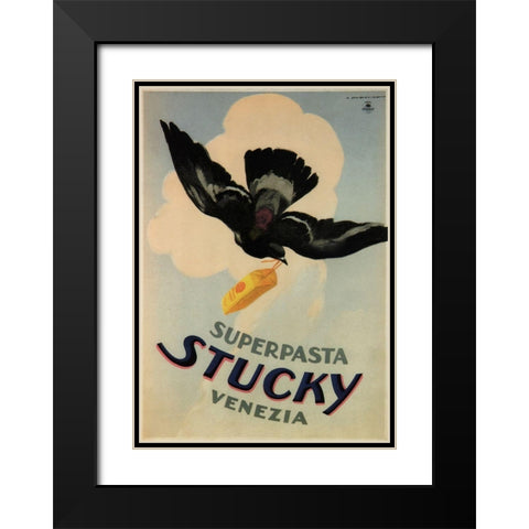 Stucky Pasta Black Modern Wood Framed Art Print with Double Matting by Vintage Apple Collection
