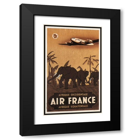 Airfrance Black Modern Wood Framed Art Print with Double Matting by Vintage Apple Collection