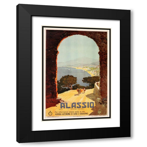 Alassio Black Modern Wood Framed Art Print with Double Matting by Vintage Apple Collection