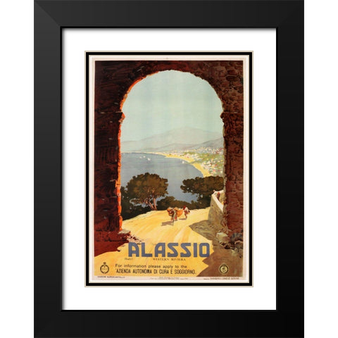 Alassio Black Modern Wood Framed Art Print with Double Matting by Vintage Apple Collection