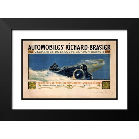 Auto Richard Brasier Black Modern Wood Framed Art Print with Double Matting by Vintage Apple Collection