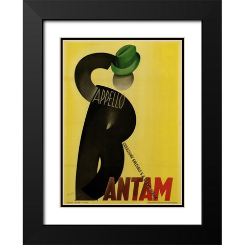 Bantam Hats Black Modern Wood Framed Art Print with Double Matting by Vintage Apple Collection