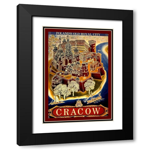 Cracow Black Modern Wood Framed Art Print with Double Matting by Vintage Apple Collection