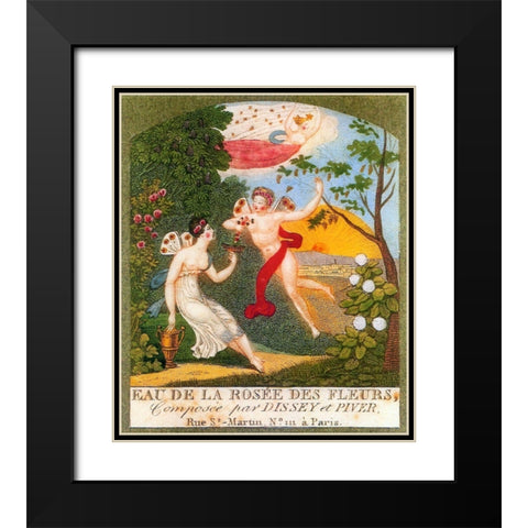 Eau De La Rosee Black Modern Wood Framed Art Print with Double Matting by Vintage Apple Collection