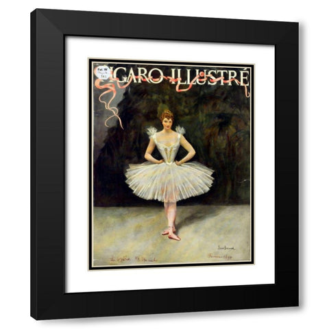 Figaro Illustre Black Modern Wood Framed Art Print with Double Matting by Vintage Apple Collection